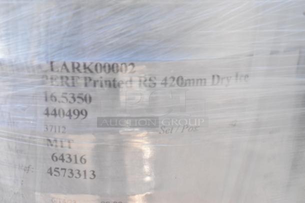 BRAND NEW Pallet Lot of Clark PERF Printed RS 420mm Dry Ice. Visible label reads "LARK00002, 16.5350, 440499".