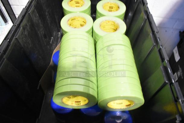 Lot of various car parts including GM 92223802 cargo net and rolls of tape in a black poly bin. Brand new condition.