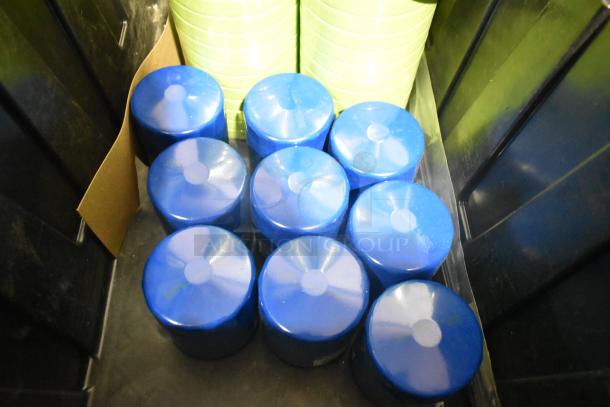 Lot of various car parts including GM 92223802 cargo net and black tape rolls in a poly bin, brand new condition.