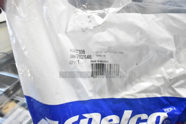 Alt text: Brand new car parts lot includes filters, panels in black poly bin. Package shows GM# 25827646, Made in Mexico. Quantity: 1.