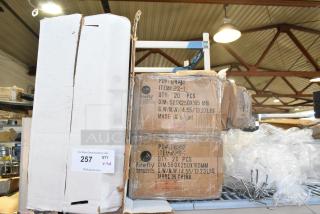 Lot of new items including Uline S-1717 strapping and Firefly PS-1, boxed and labeled, 20 pcs per box.