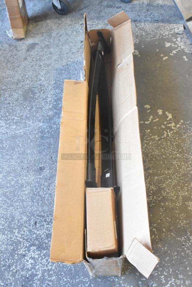 Brand new rails in open box, with packaging intact. Includes three items. Box shows slight wear.