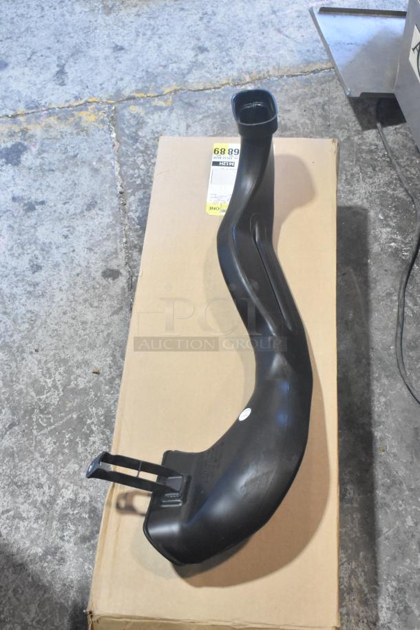 Brand new GM 19202164 window deflector rain guard on box; sleek black design, ideal for weather protection.