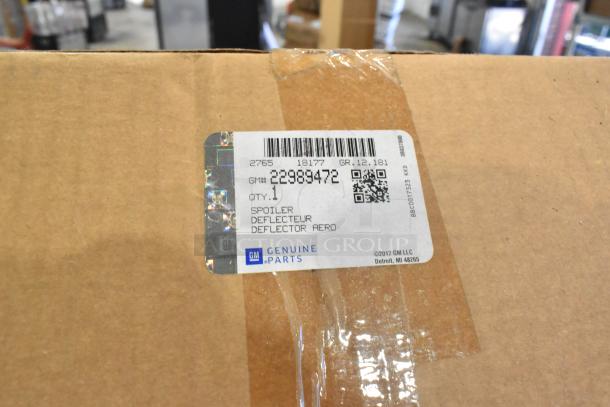 8 brand new GM parts, including GM 22950575 front bumper, GM 22989472 spoiler kit, GM 19328980 window deflector.