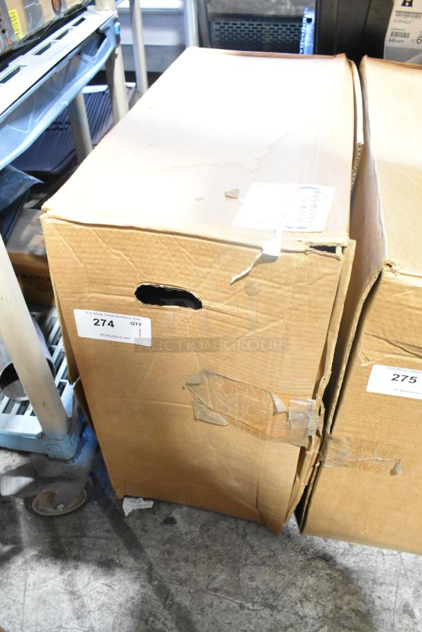 Box containing 2 brand new GM 19303155 rims. The cardboard packaging is intact with visible auction label showing quantity.