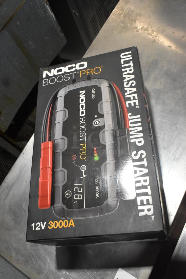 Brand new Noco Boost Pro Jump Starter, model GB150, 12V 3000A, in original packaging.