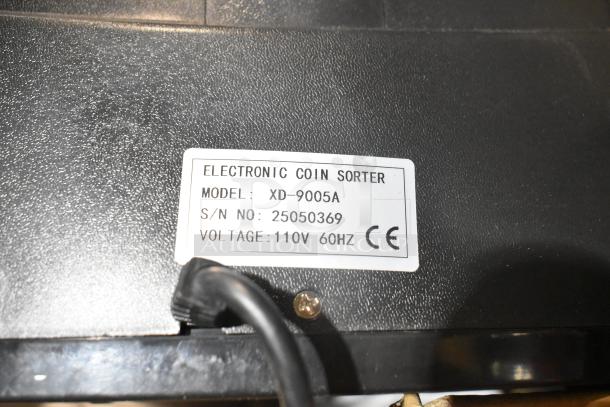BRAND NEW SCRATCH AND DENT! XD-9005 Electronic Coin Sorter, 110V, 1 Phase, Model XD-9005A, S/N 25050369, CE marked.
