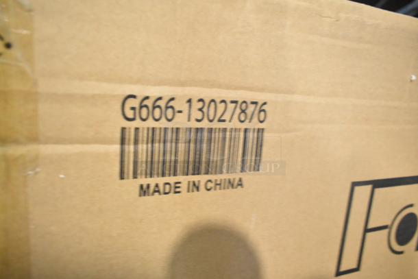 Cardboard box with barcode G666-13027876, marked "Made in China," containing 2 new scratch and dent items.