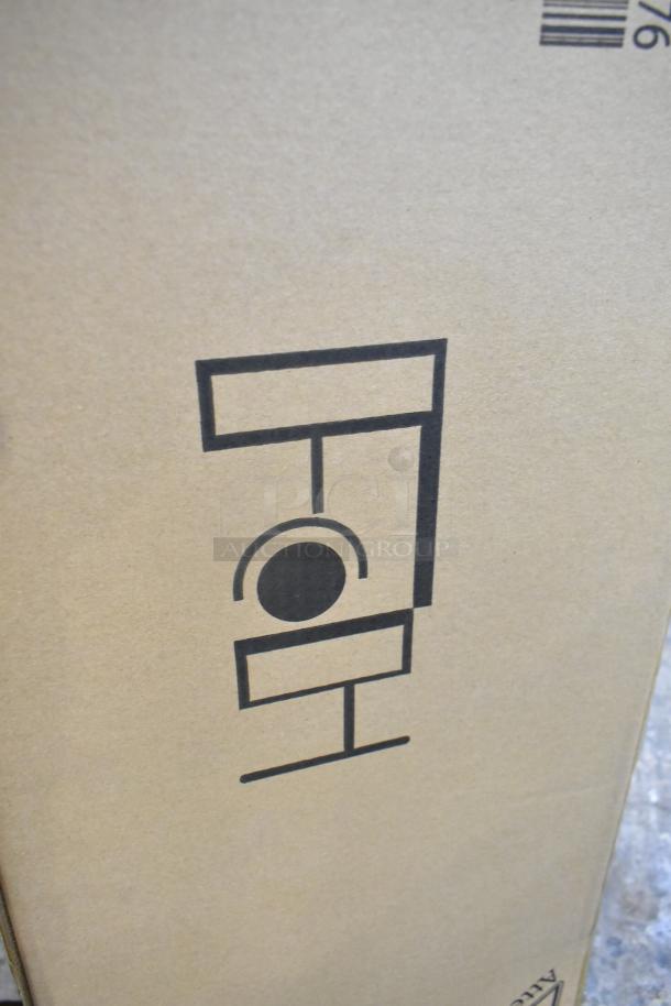 Cardboard box with mystery item label, containing 2 brand new scratch and dent items including G666-13027876 unit.