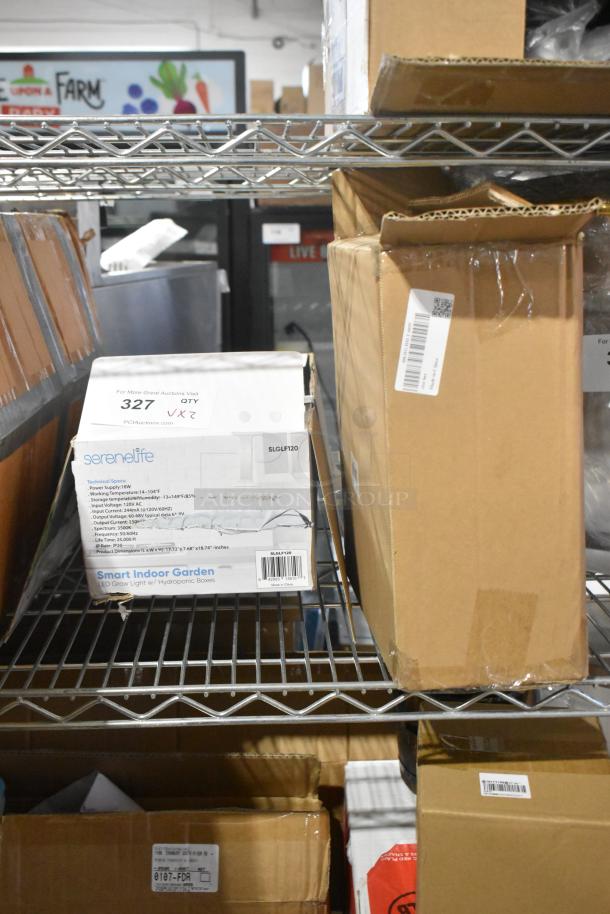 SereneLife SLGLF120 Smart Indoor Garden in box, minor box damage. Includes unopened rice box. Scratch and dent items.