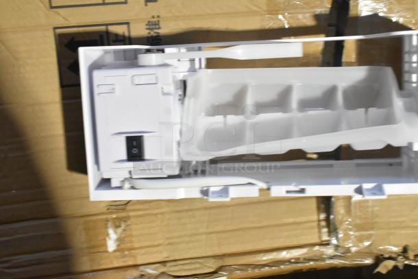 3 brand new items including an inflatable witch decoration and a wooden unit, minor dents, packaged on cardboard.