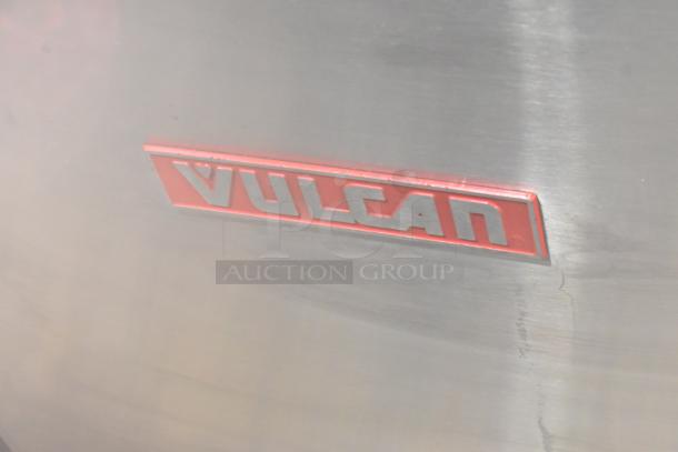 Vulcan VSX24G stainless steel steam cabinet, natural gas, 2 deck, 200,000 BTU, red Vulcan logo badge shown.
