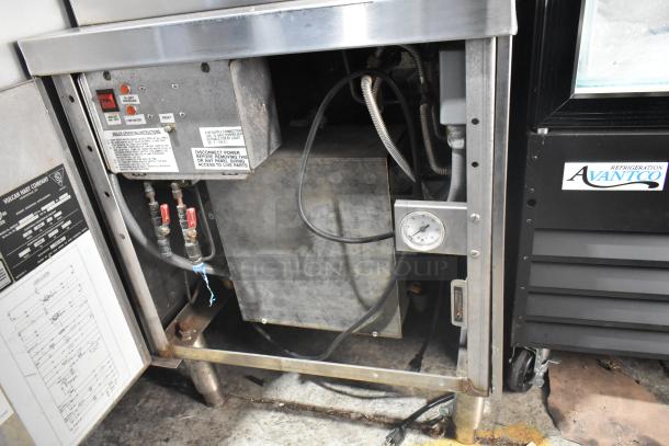 Vulcan VSX24G Stainless Steel Commercial Steam Cabinet, 2 Decks, Natural Gas, 200,000 BTU. Control panel visible.