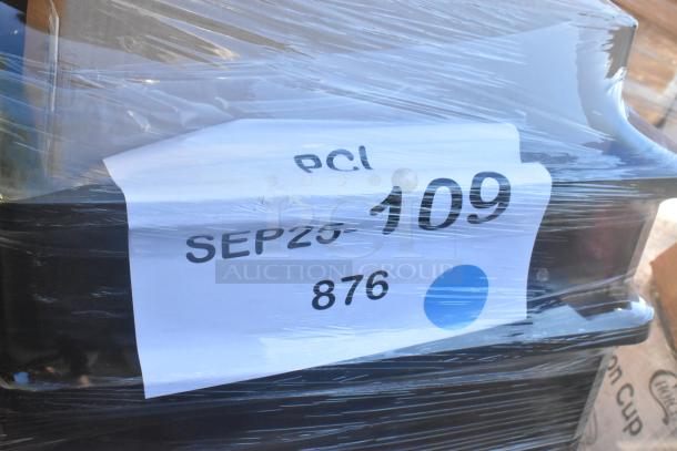 Auction lot with 24 new scratch and dent items, including glasses, ingredient bins, and plates. Label reads "SEP25 109 876."