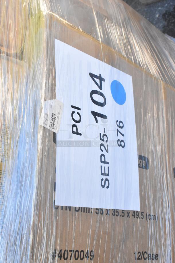 Sealed package labeled "PCI SEP25-104" with 37 new scratch and dent items, including glasses, ice tote, tumblers, plates.