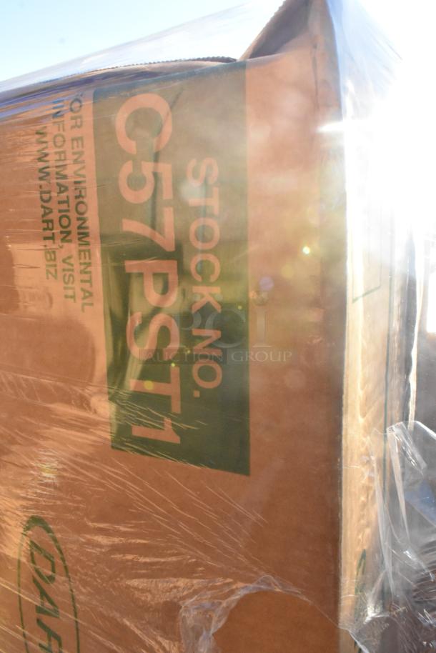 21 brand new scratch and dent items; boxes labeled "Stock No. C57PST1." Includes lids, containers, food trays.