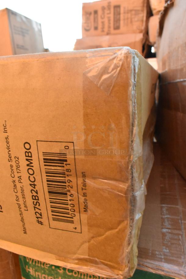 Cardboard box with label: "Manufactured for Clark Core Services, Lancaster, PA 17602." Item #127SB24COMBO, made in Taiwan.