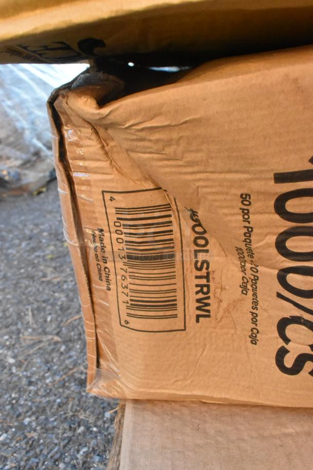 Damaged cardboard box with barcode and "Made in China" label. Contains brand new scratch and dent items like salad bowls.