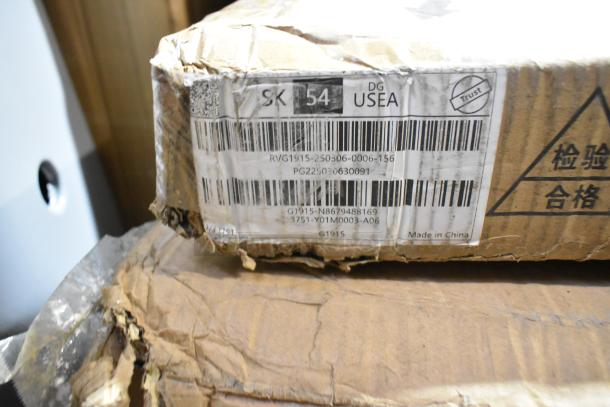Two brand new scratch and dent items, RVG1915-250306-0006-156 and P02311131100. Packaging shows barcodes and "Made in China."