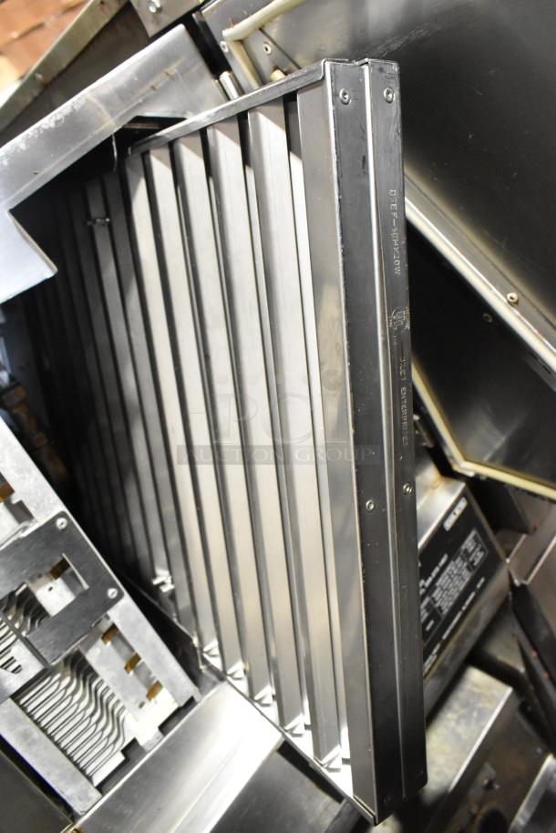 Giles GVH-C stainless steel ventless recirculating hood system with electrostatic air cleaner, shown close-up in commercial kitchen setting.