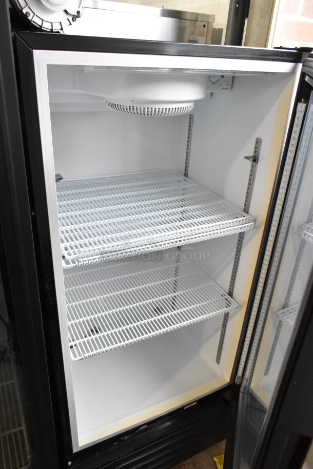 Hisense FL-35WC1H commercial cooler, single door, metal, with poly coated racks. 115V, 1 phase. Clean interior, open door.