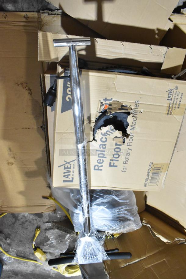 Brand new Lavex 978LAVP20A 20" rotary floor cleaner, 175 RPM, scratch and dent, 115V, 1 Phase, in damaged packaging.