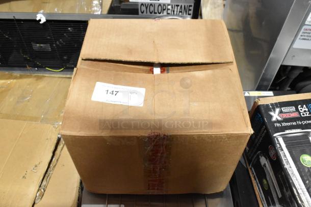 Cardboard box containing BRAND NEW Tor Rey PPC-5/10 digital portion control scale, labeled "147 QTY 1" for auction.