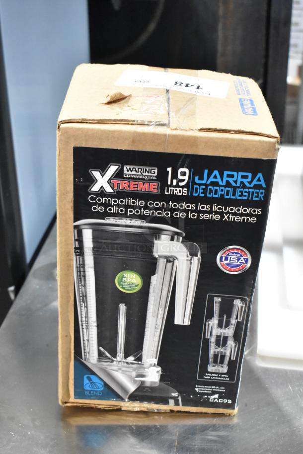 BRAND NEW SCRATCH AND DENT Waring CAC95 The Raptor 64 oz. clear copolyester blender jar in original packaging.