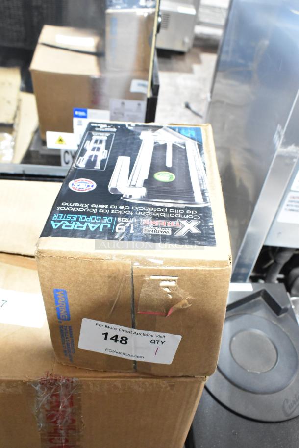 Waring CAC95 The Raptor 64 oz. Clear Copolyester Blender Jar, new with scratches, in original box, label notes auction lot 148.