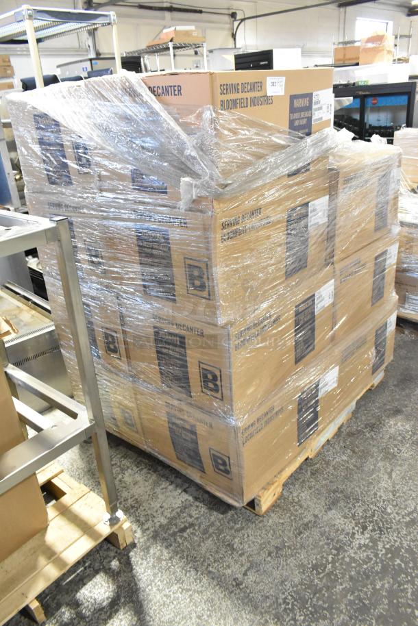 15 boxes of Kittredge 15730 serving decanters, brand new, scratch and dent, one box missing half, on a pallet.