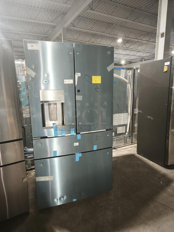 GE Profile PVD28BYNFS 27.9 cu ft 4-Door French Door Refrigerator, smart, fingerprint-resistant, door-in-door, new.