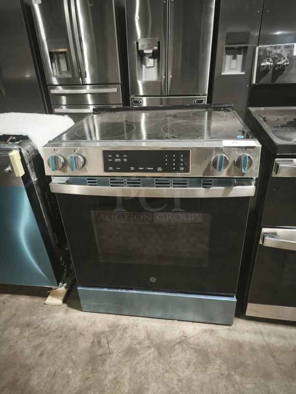 NEW GE® 30" Slide-In Electric Range GRS500PVSS, stainless steel, with Crisp Mode, front control panel, new condition.