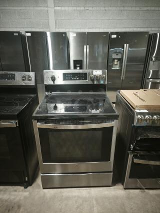 NEW GE Profile™ 30" Smart Free-Standing Electric Convection Range, Model PB900YVFS, stainless steel, with no-preheat air fry.