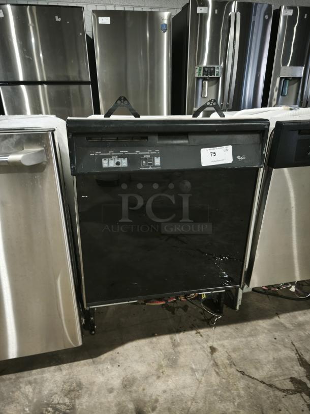 GE undercounter dishwasher, model DU925QWDB0, black finish, visible front panel controls, fair used condition.