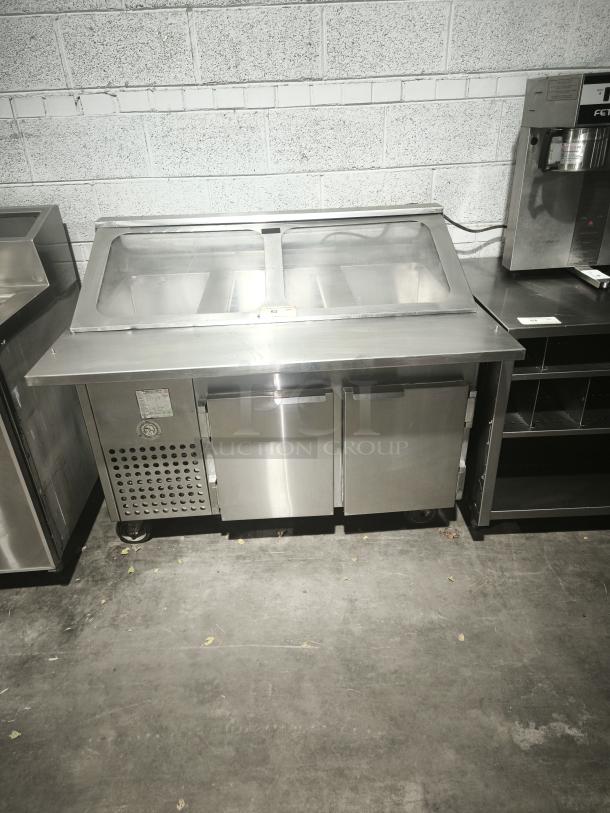 S&G Manufacturing BERS27 refrigerated sandwich prep table, clear lid, steel, tested working, excellent condition.