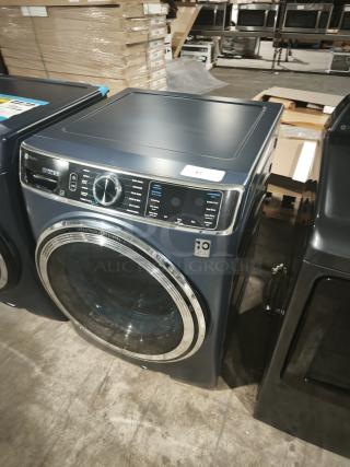 GE Profile 5.3 cu ft smart front-load washer, model PFW870SPVRS, like new, with UltraFresh Vent System+, visible labels.