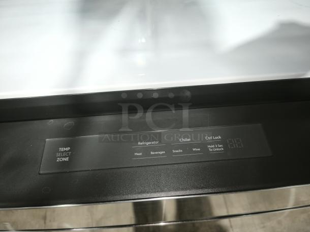 GE Profile™ smart fingerprint-resistant refrigerator, model PGE29BYTFS, control panel with temperature zones and chiller settings.