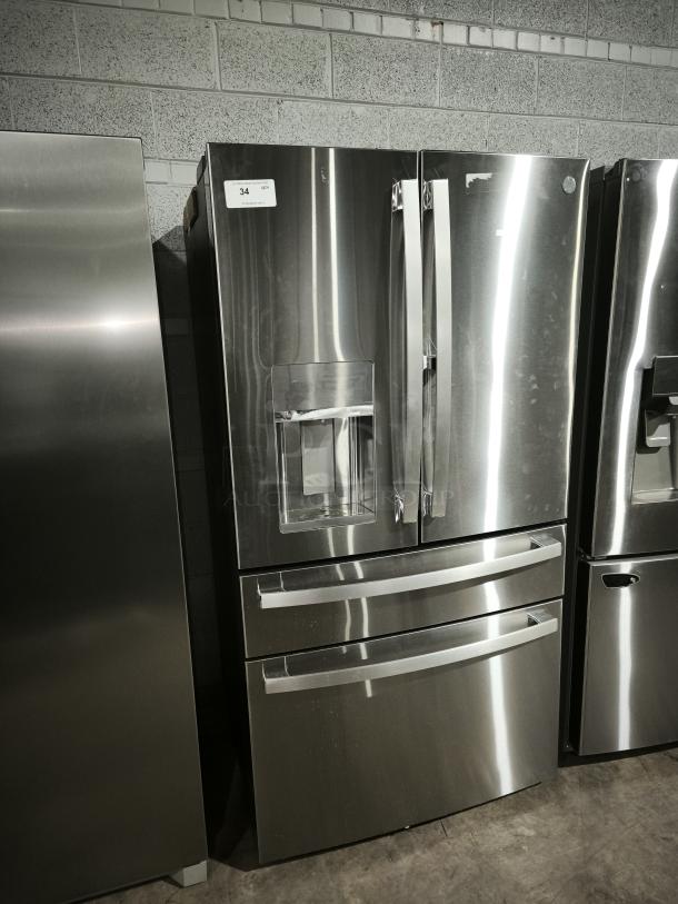 GE Profile™ 27.9 Cu. Ft. Smart Fingerprint-Resistant 4-Door French-Door Refrigerator, Model PVD28BYNFS, in excellent condition.