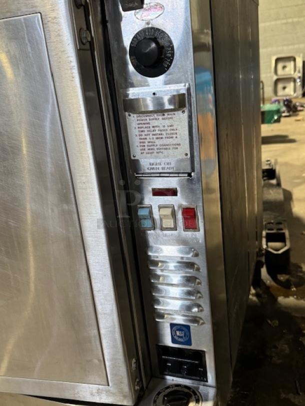 Blodgett EF-111 electric full-size convection oven, stainless steel, visible control panel with knobs and switches, NSF certified.