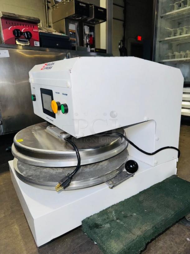 Dough Xpress DXE-WH 18" electromechanical pizza dough press, almost new, 120V, 1150W, in excellent condition.