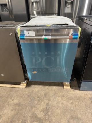 Brand new GE Café 24" smart dishwasher, model CDT888P2VS1, with 3rd rack, LED lighting, and 39 dBA, stainless steel finish.