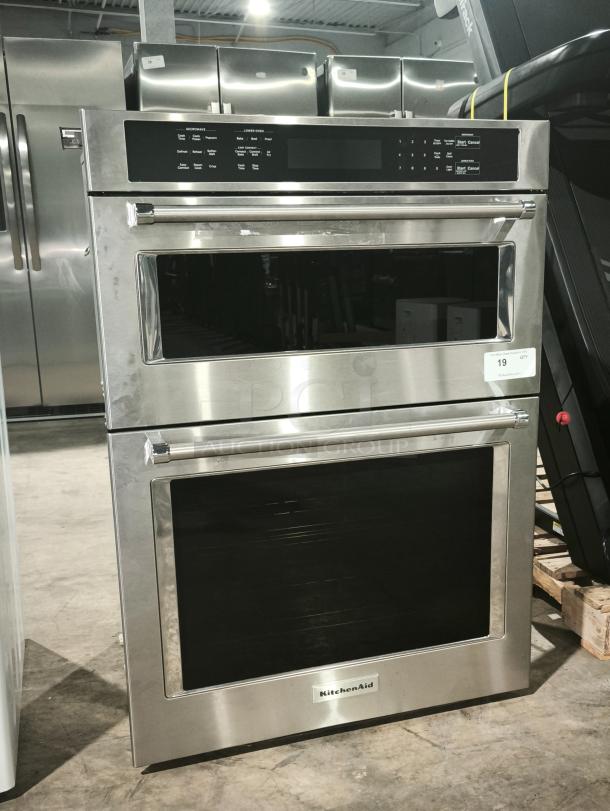 Brand new KitchenAid KOEC530PSS 30" combination microwave wall oven with air fry mode; stainless steel finish.