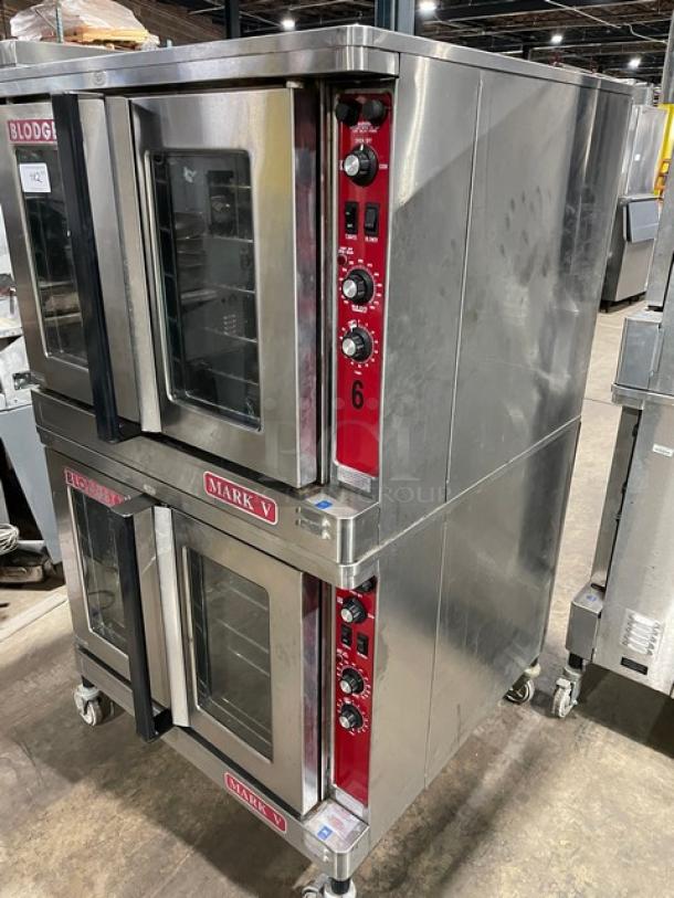 Blodgett Mark V Series double convection oven, stainless steel, electric, Model MARK-V-III, 480V, on casters, with thermostat.