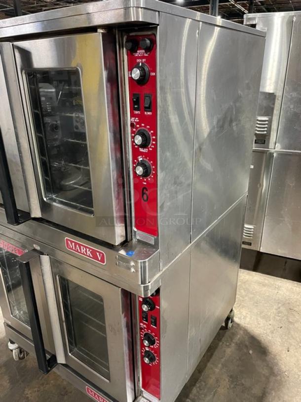 Blodgett Mark V Series double stacked convection oven, stainless steel, solid state thermostat, on casters, Model MARK-V-III.