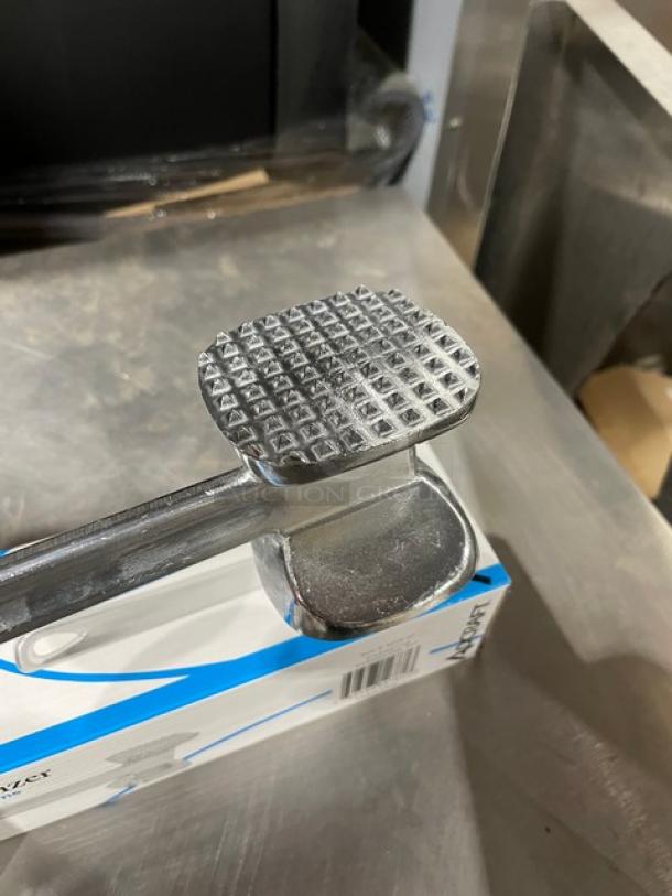 NEW Adcraft MTA10 Handheld Meat Tenderizer, 10.5", heavy cast aluminum, perfect condition, boxed, ideal for commercial use.