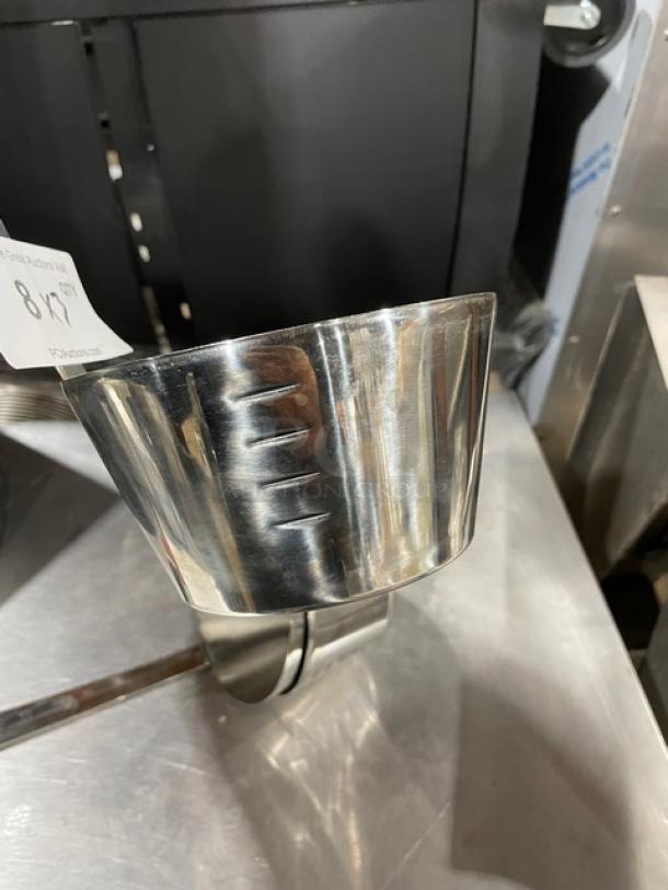 Adcraft Commercial Stainless Steel 32 Oz. Dipper Ladle, Model D-32GSA, new condition, embossed volume markings visible.