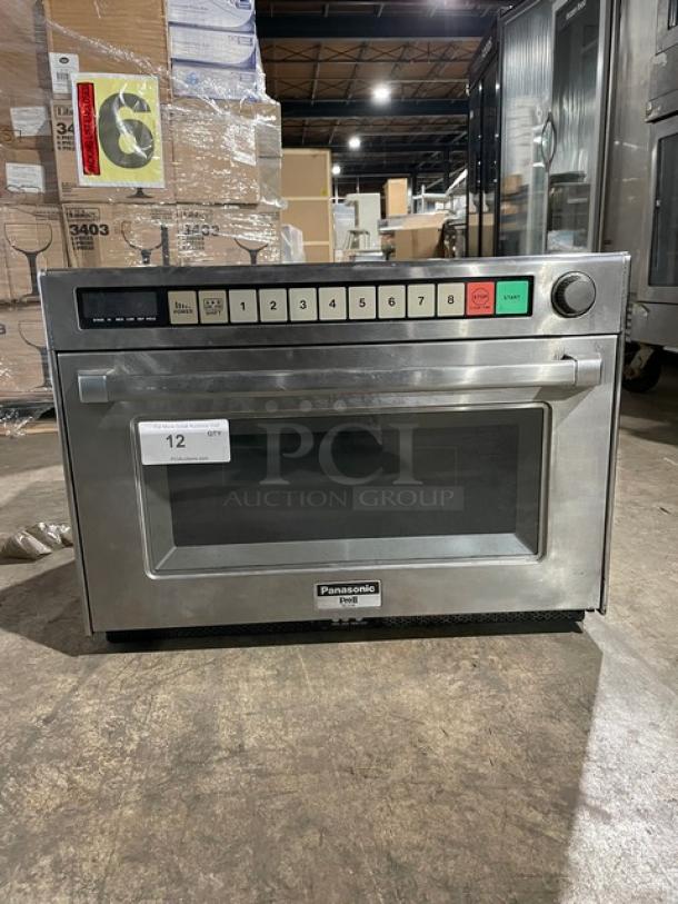 Panasonic Pro II Series NE-2180 stainless steel commercial microwave oven. Electric, digital controls, excellent condition.