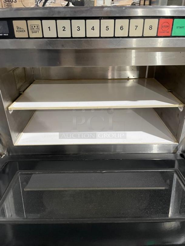 Panasonic Pro II Series Sonic Steamer Microwave Oven, Model NE-2180. Stainless steel, commercial-grade, electric-powered.