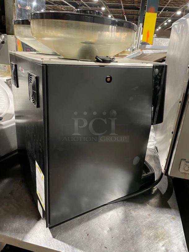 Schaerer Coffee Art Plus commercial espresso machine, model SCA1, black/stainless steel, with 2 hoppers, 240V, SN: 1833345488.