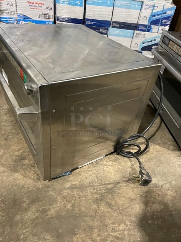 Panasonic Pro II Series NE-2180 stainless steel commercial microwave oven, electric, used, with power cord.